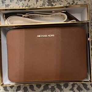 Michael Kors Leather Jet Set Crossbody bag with Guitar Strap